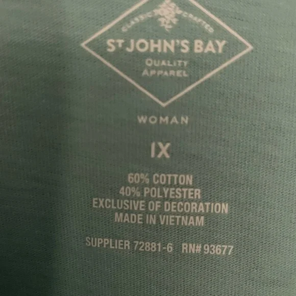 St Johns Bay Teal V-Neck Top Size 1X - Picture 3 of 3